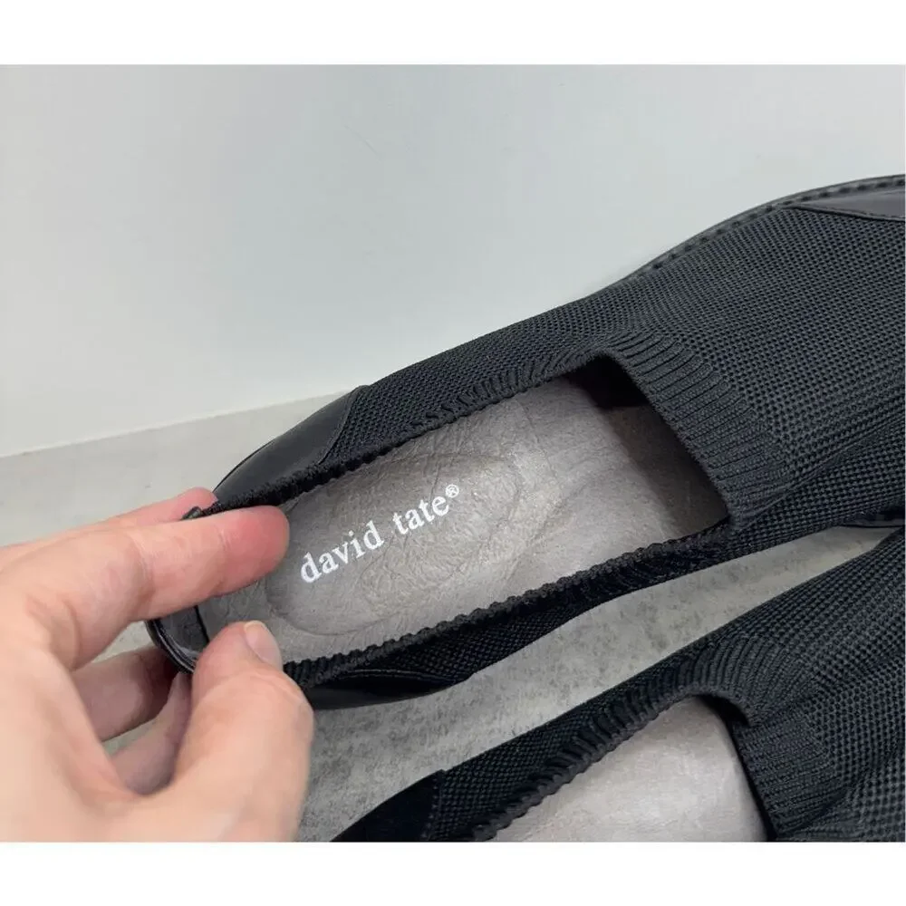 David Tate Social Black Knit Shoes Size 10 Leather‎ Lining Fabric Loafers NEW